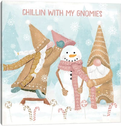 Gnome Sweet Gnome IV Blush Canvas Art Print - Christmas Gnome Art