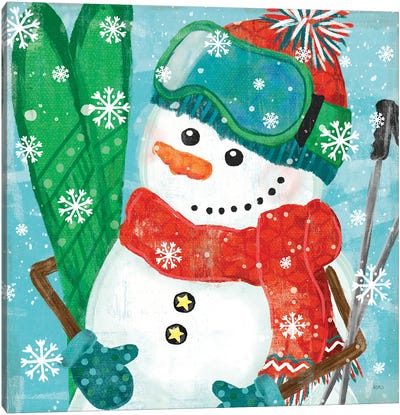 Snowy Fun V Canvas Art Print - Snowman Art