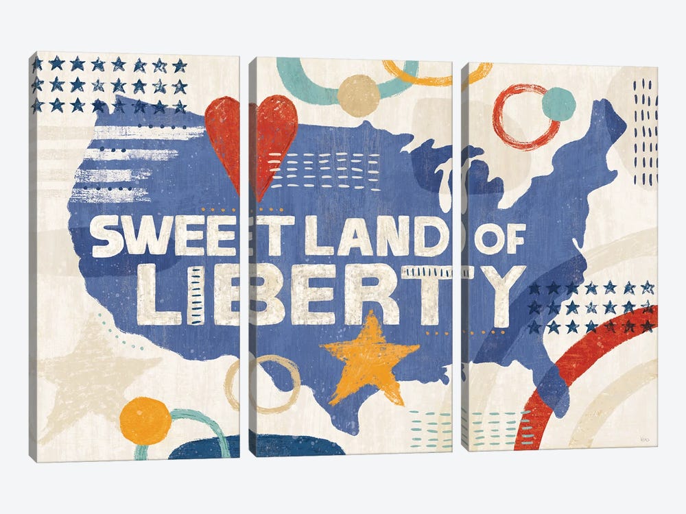 Love And Liberty I by Veronique Charron 3-piece Canvas Print