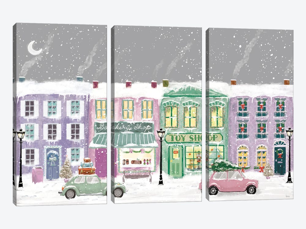 Hometown Holiday II by Veronique Charron 3-piece Canvas Wall Art