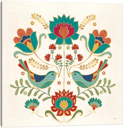 Folk Floral III v2 Canvas Art Print - Veronique Charron