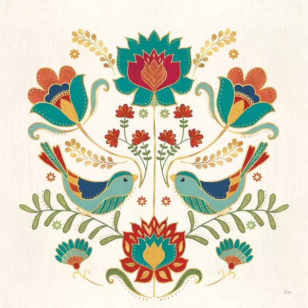 Veronique Charron: Folk Floral III v2 by Veronique Charron