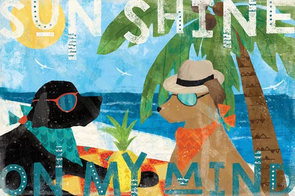 Large Coastal Art - Canvas Prints: Good Vibes I by Veronique Charron