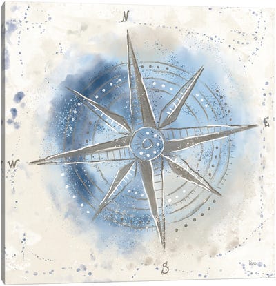 Explore the World II Blue Brown Canvas Art Print - Compass Art
