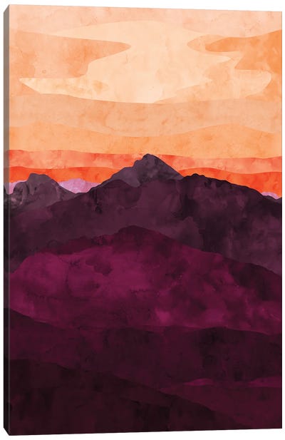 Purple Mountain at Sunset Canvas Art Print - Van Credi