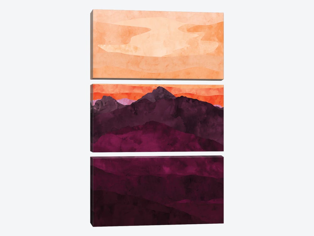 Purple Mountain at Sunset by Van Credi 3-piece Canvas Artwork