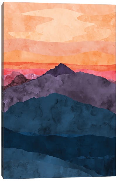 Purple and Blue Mountain at Sunset Canvas Art Print - Van Credi