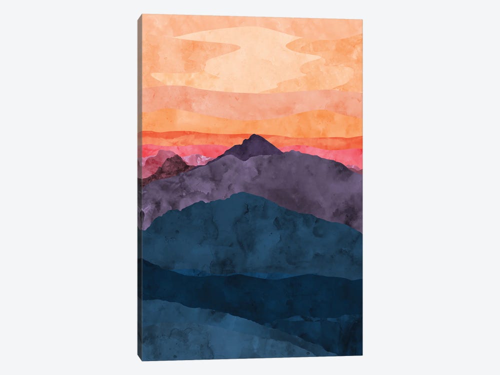 Purple and Blue Mountain at Sunset by Van Credi 1-piece Canvas Art Print