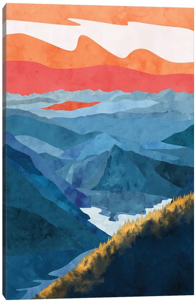 Hint of a Golden Forest Canvas Art Print - Mountain Sunrise & Sunset Art