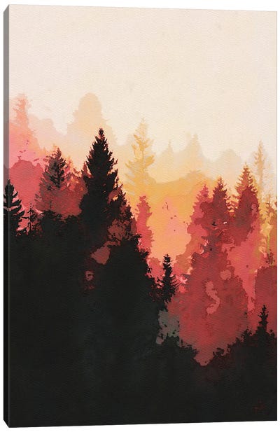 Red Forest Landscape Canvas Art Print - Van Credi