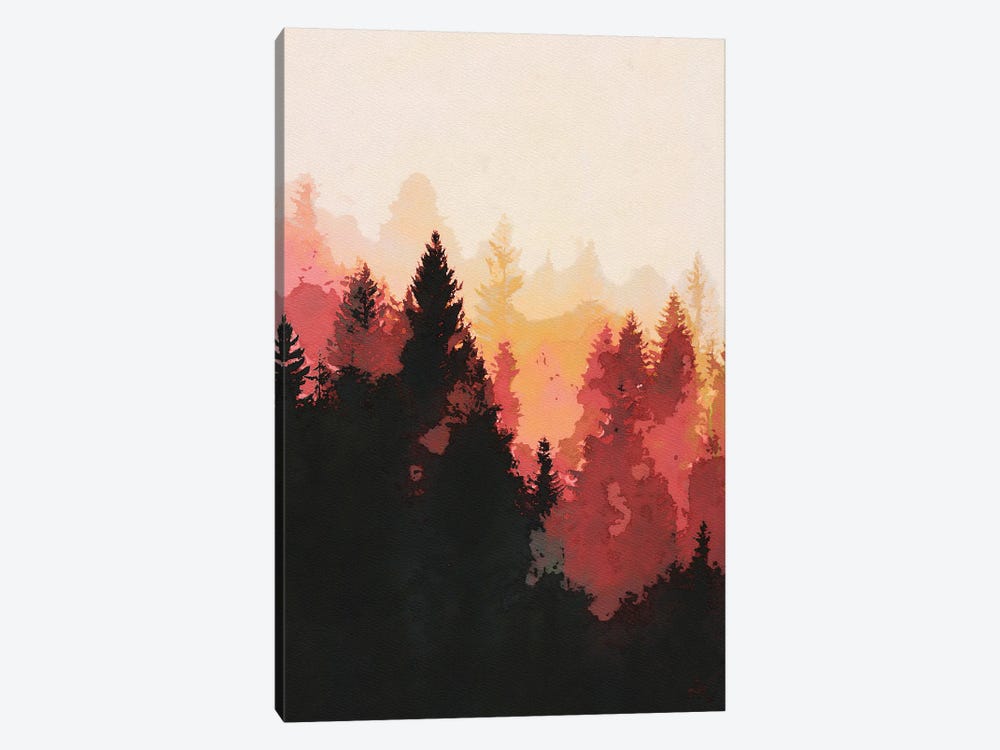Red Forest Landscape by Van Credi 1-piece Art Print