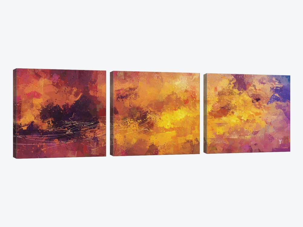 Red and Yellow Abstract by Van Credi 3-piece Art Print