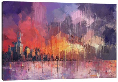 Sunset Skyline Canvas Art Print - Van Credi