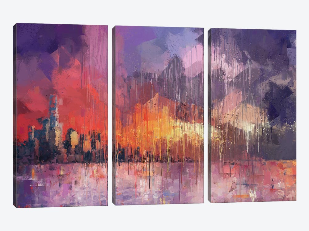 Sunset Skyline by Van Credi 3-piece Canvas Art