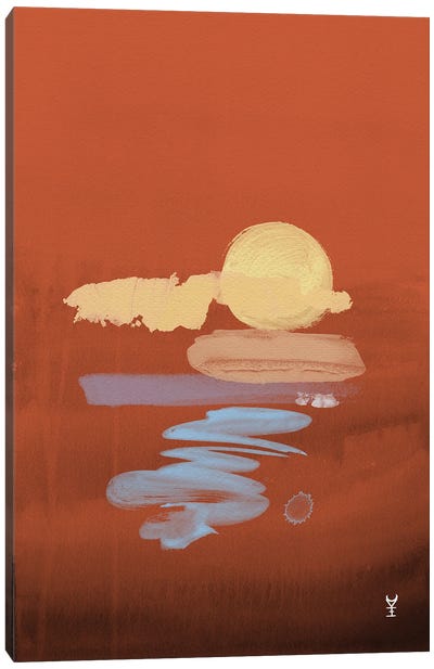 Burnt Orange Sunset Canvas Art Print - Red Abstract Art