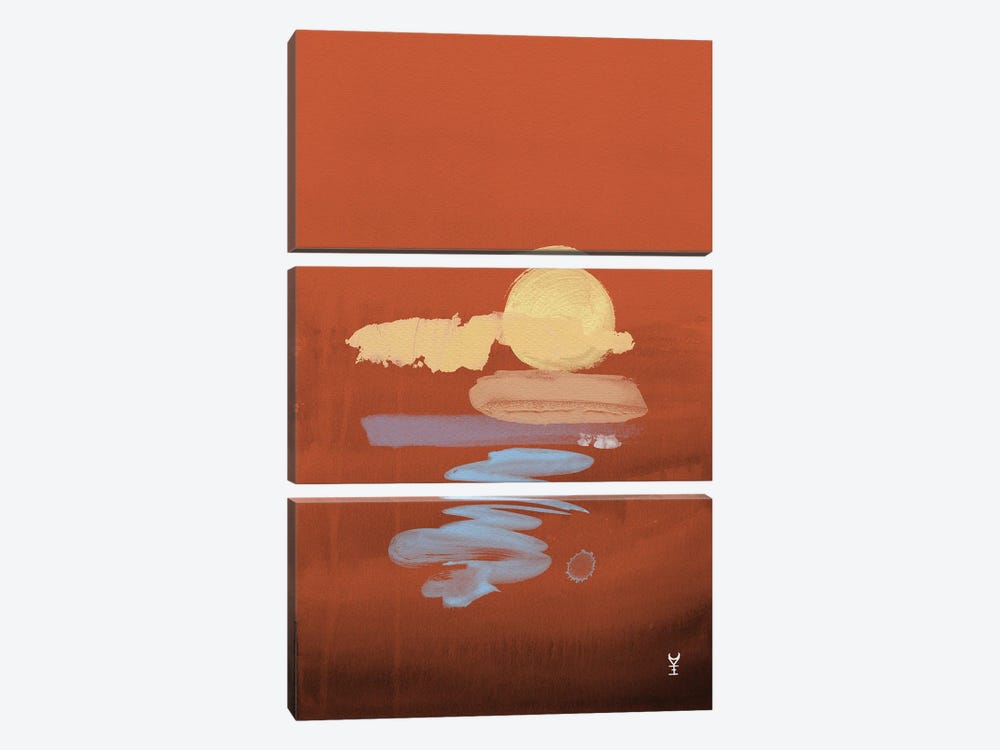 Burnt Orange Sunset by Van Credi 3-piece Canvas Wall Art