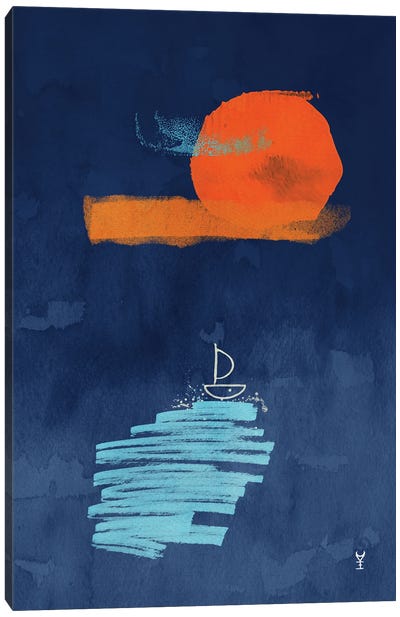 Sailing Into The Night Canvas Art Print - Van Credi