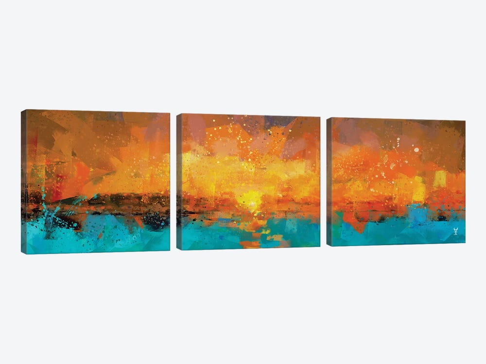 Orange Sunrise by Van Credi 3-piece Canvas Artwork