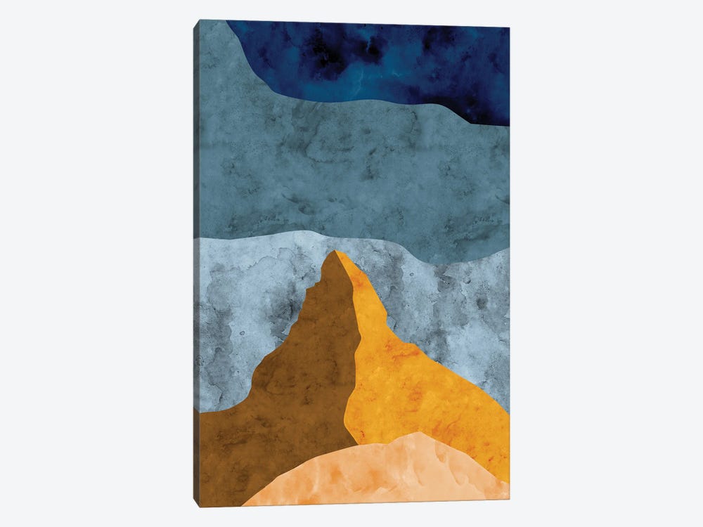 Mountain Against Waves of Blue by Van Credi 1-piece Canvas Art Print