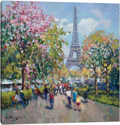 Spring In Paris Canvas Art Print - Tower Art