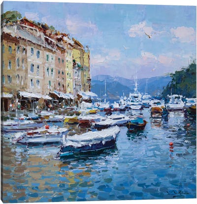 Mediterranean Harbor Canvas Art Print - Jordy Blue