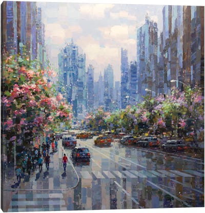 City Springtime Canvas Art Print - Mosaic Landscapes