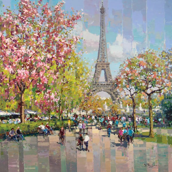 Blossoms: Spring By The Eiffel Tower by Vadim Dolgov