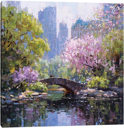 Central Park Blossoms Canvas Art Print - Purple Art
