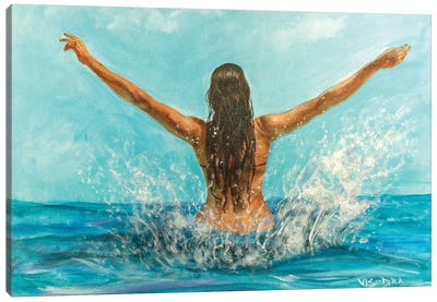 Girl Swimming III Canvas Art Print - Vishalandra Dakur