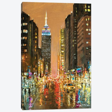 New York City In Rain LIX Canvas Print #VDR116} by Vishalandra Dakur Canvas Artwork
