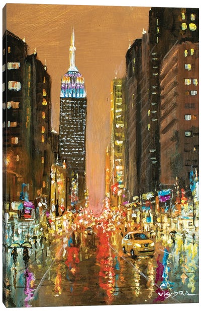 New York City In Rain LIX Canvas Art Print - Vishalandra Dakur