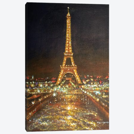 Golden Eiffel Canvas Print #VDR12} by Vishalandra Dakur Canvas Art Print