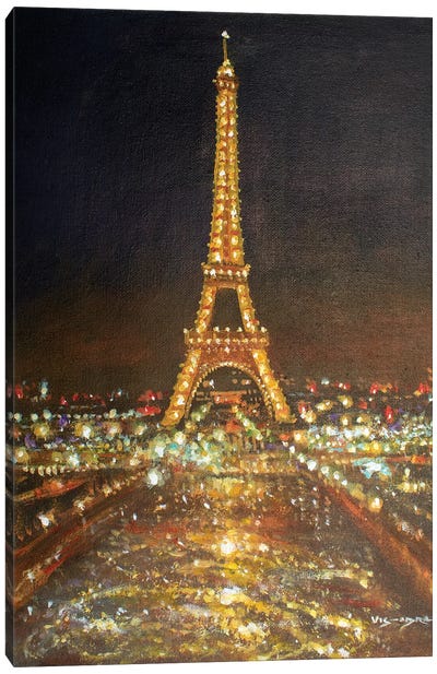Golden Eiffel Canvas Art Print - Vishalandra Dakur