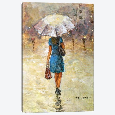 New York City In Rain VII Canvas Print #VDR15} by Vishalandra Dakur Canvas Artwork