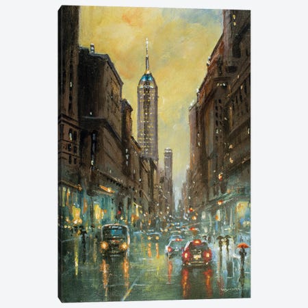New York City In Rain Canvas Print #VDR25} by Vishalandra Dakur Canvas Art Print