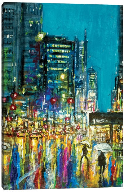 New York City In Rain XXIV Canvas Art Print - Vishalandra Dakur