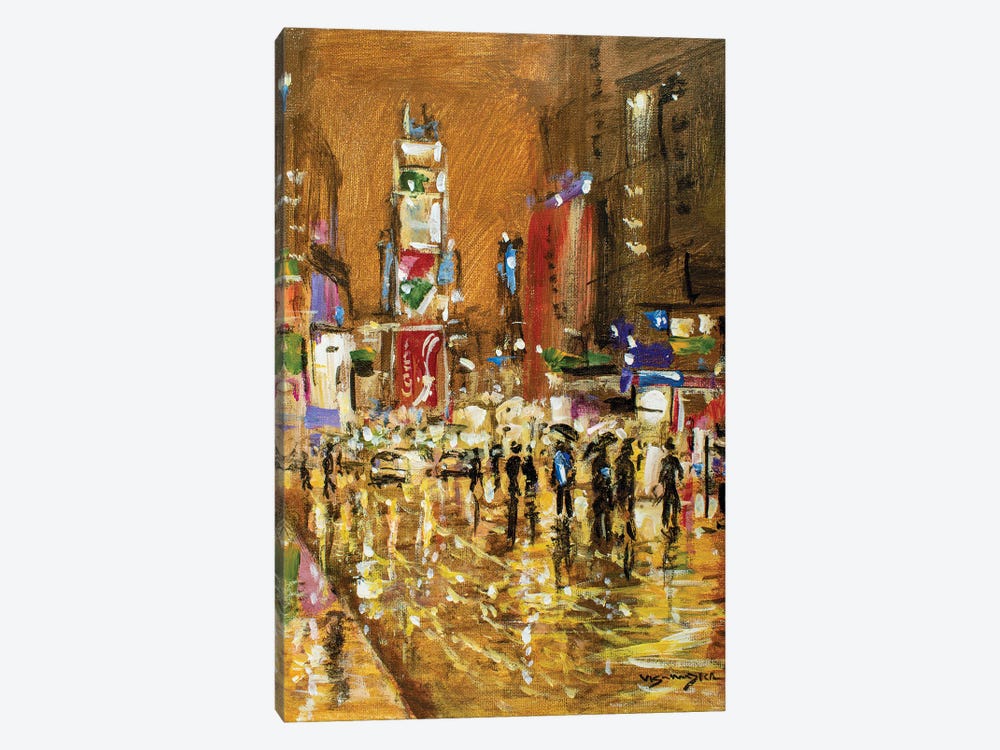 Time Square In Rain I by Vishalandra Dakur 1-piece Canvas Print