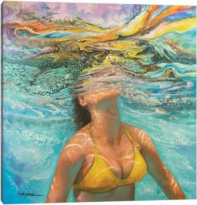Girl Swimming XII Canvas Art Print - Calm Beneath the Surface