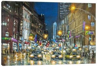 New York In Night XXXIV Canvas Art Print - Vishalandra Dakur