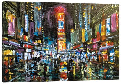 New York City In Rain I Canvas Art Print - Times Square
