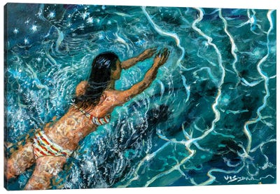 Girl Swimming XXI Canvas Art Print - Swimming Art