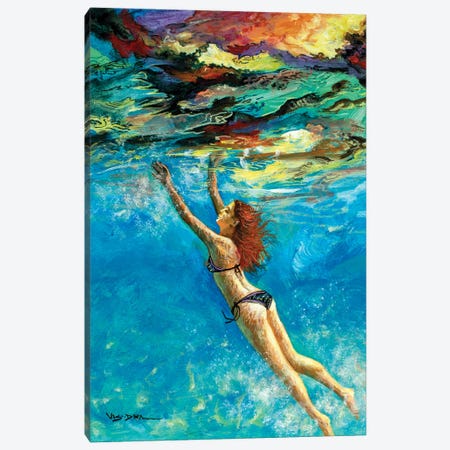 Girl Swimming XLII Canvas Print #VDR36} by Vishalandra Dakur Canvas Wall Art