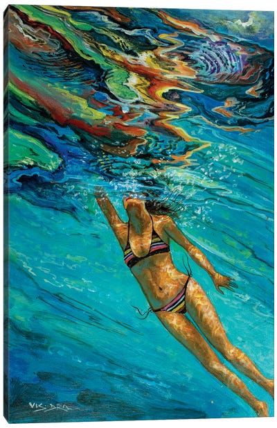 Girl Swimming XVII Canvas Art Print - Swimming Art