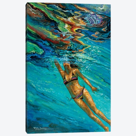 Girl Swimming XVII Canvas Print #VDR37} by Vishalandra Dakur Canvas Wall Art