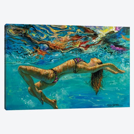 Girl Swimming XXVII Canvas Print #VDR38} by Vishalandra Dakur Art Print