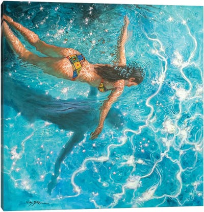 Girl Swimming XIV Canvas Art Print - Swimming Art