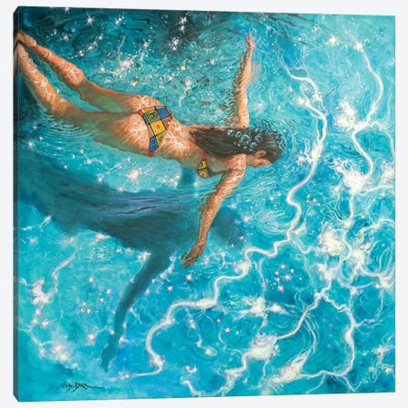 Girl Swimming XIV Canvas Print #VDR3} by Vishalandra Dakur Canvas Print