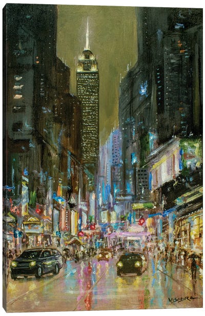 New York City In Rain II Canvas Art Print - Times Square