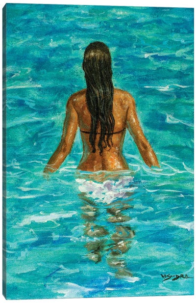 Girl In Pool IV Canvas Art Print - Swimming Art