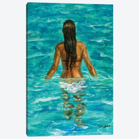 Girl In Pool IV Canvas Print #VDR6} by Vishalandra Dakur Canvas Wall Art